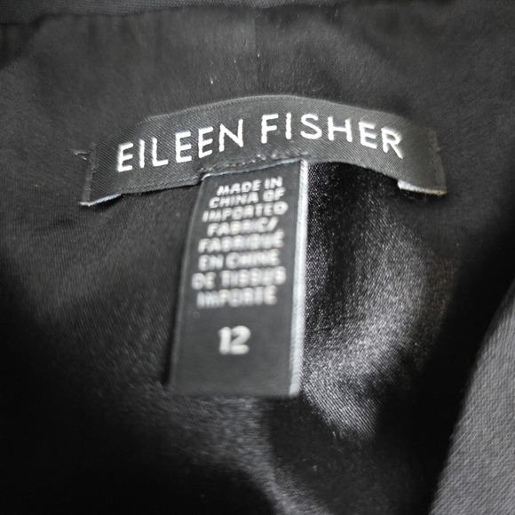 Eileen Fisher Blazer Womens 12 Black Stand Collar One-Button Classic Formal - Picture 6 of 8